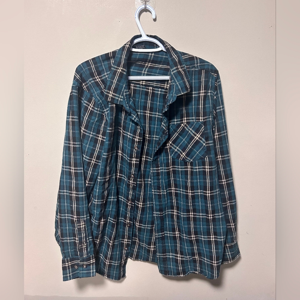 Size Lg Green Plaid Shirt